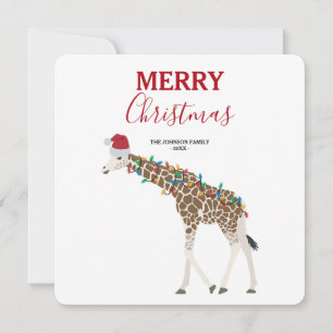 Jul Giraffe Funny Animal med Santa Hat Card