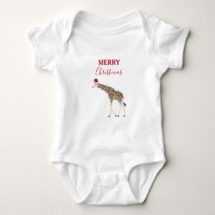 Jul Giraffe Funny Animals med Santa Hat T Shirt