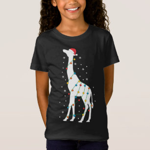 Jul Giraffe jul Ljus Santa Hat Anima T Shirt
