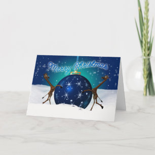 Jul Giraffe med Giant Bauble Helgkort