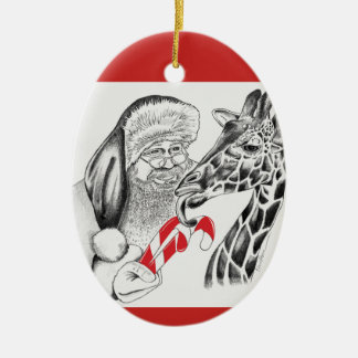 Jul Giraffe och Jultomten Julgransprydnad Keramik