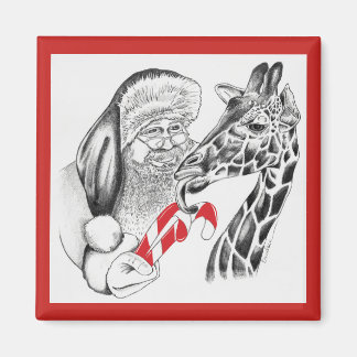 Jul Giraffe och Jultomten Magnet