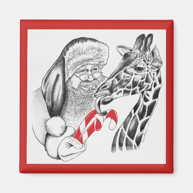 Jul Giraffe och Jultomten Magnet (Framsidan)