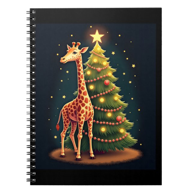 Jul Giraffe Officiell Träd Topper Funny Tall Anteckningsbok (Framsidan)