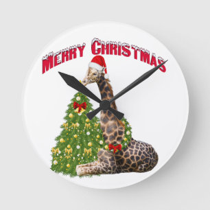 Jul Giraffe Rund Klocka