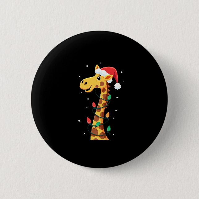 Jul Giraffe Santa Hat Ljus Giraffe Manar Wom Knapp (Framsida)
