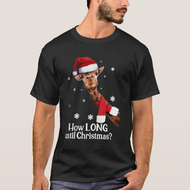 Jul Giraffe Santa Hat så länge till Julafton T Shirt (Framsida)