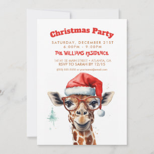 Jul Giraffe Watercolor Inbjudningar