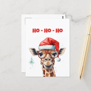 Jul Giraffe Watercolor Vykort