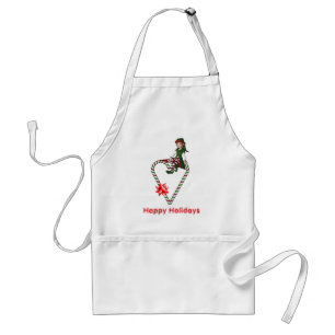 Jul Girl Elf Candy cane Heart Helgdag Apron Förkläde