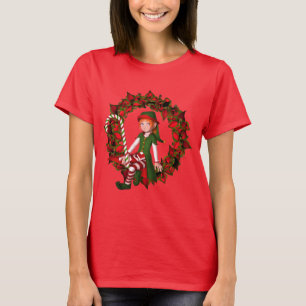 Jul Girl Elf On Wandeand Cute Helgdag T Shirt