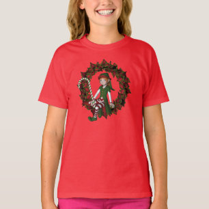 Jul Girl Elf On Wandeand Cute Helgdag Tee