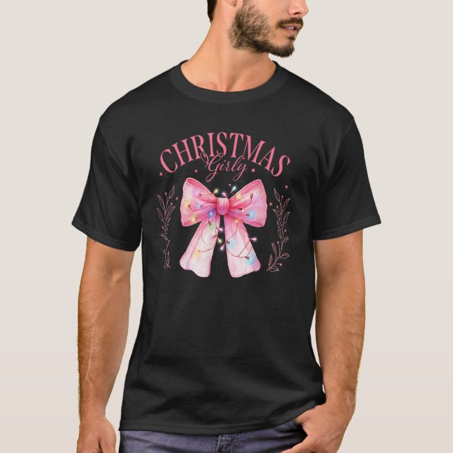 Jul Girly Cute Coquette Rosa Bow Light Chris T Shirt (Framsida)