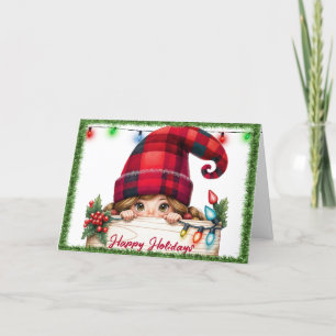 Jul Girly Gnome med Play Hat Helgkort