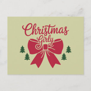 Jul Girly Träd Bow Aesthetic Gift för hennes skull Vykort