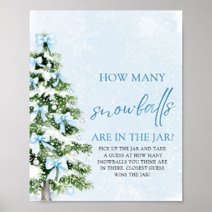 Jul Gissa Hur Många Snöboll Baby Shower Poster