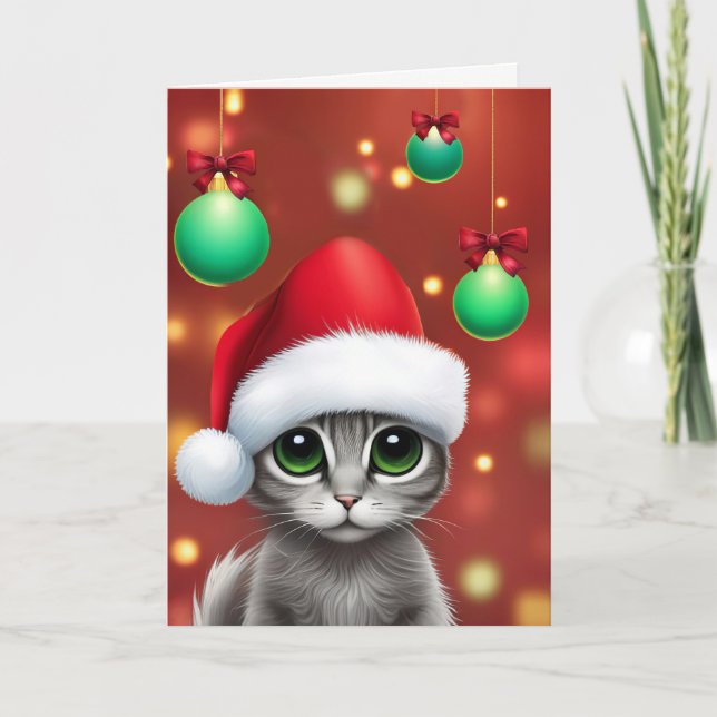 Jul-Glad helg med Cute Cat Kort (Framsida)
