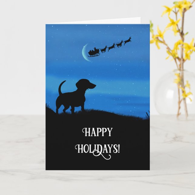Jul Glad helg med Cute Dachshund Kort (Gul blomma)