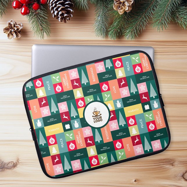 Jul Glad helg Modern Corporate Namn Laptop Fodral (Christmas Happy Holidays Modern Corporate Name Laptop Sleeve)