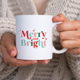 jul glad och ljus rosa röd modern font Två-Tonad mugg