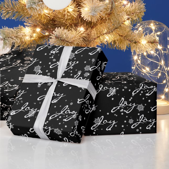 Jul GLÄDJE Text i snöflingor   Presentpapper (Helgdagar)