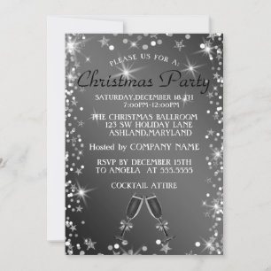Jul Glänsande Silver Glas Champagne Inbjudningar