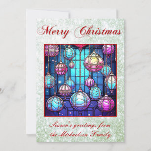Jul Glass Baubles Grönt Glitter Julkort