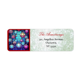 Jul Glass Baubles Grönt Glitter Returadress Etikett