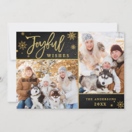 Jul Glatta Guld Ram 2 PHOTO Hälsning Julkort