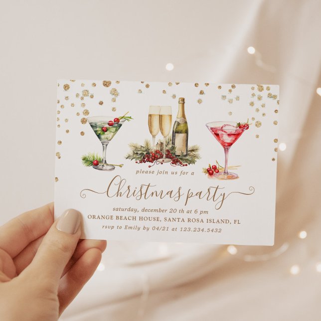 Jul Glitter Cocktail Party Inbjudningar (Skapare uppladdad)
