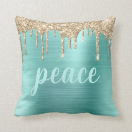 Jul Glitter Drives Teal Typography Metallic Kudde