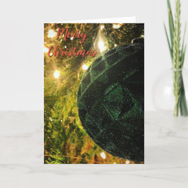 Jul Glitter Grönt Ornament Helgkort