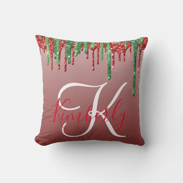 Jul Glitter Monogram Kudde (Framsida)