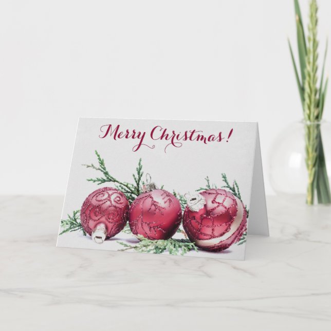 Jul Glitter Ornaments Oljemålning Helgkort (Framsida)