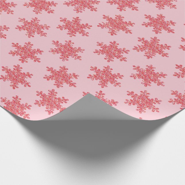 Jul Glitter Rosa Snowflake Gnistra Shine Presentpapper (Hörn)