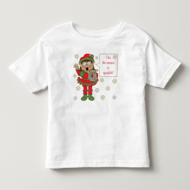 Jul Glittrig Färg Elf T Shirt (Framsida)