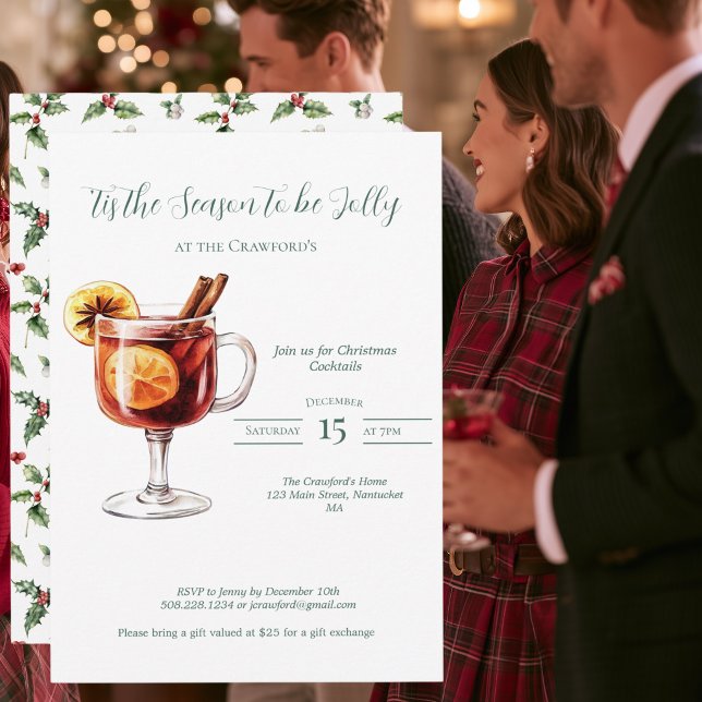 Jul Glögg Julfest  Inbjudningar (Mulled Wine Christmas Party Invitation)