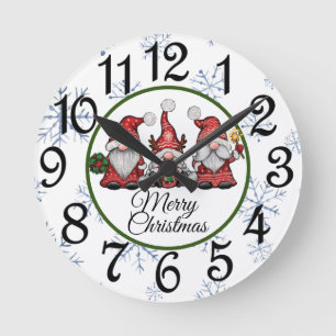 Jul Gnome Clock Rund Klocka