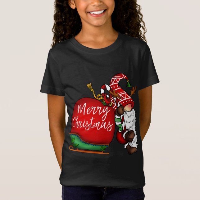 Jul Gnome Cute Garden Gnome T Shirt (Framsida)