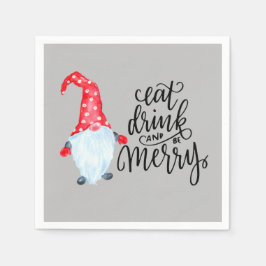 Jul Gnome Eat Drink Be Merry Pappersservett