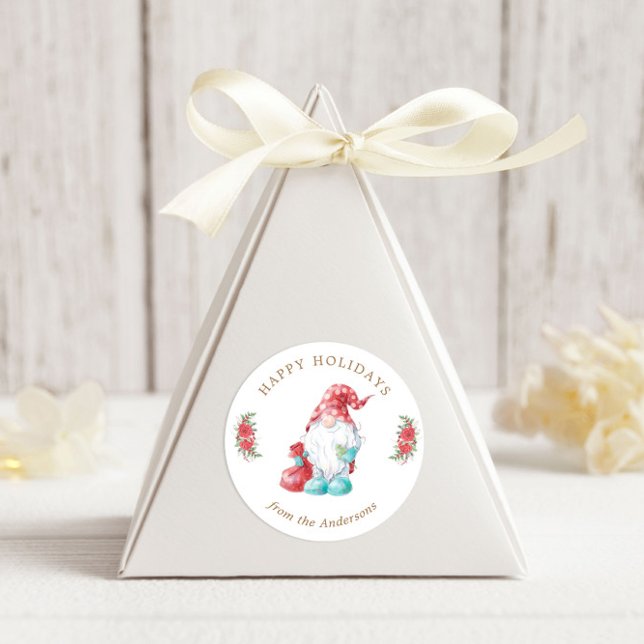 Jul Gnome Glad helg Runt Klistermärke (Skapare uppladdad)