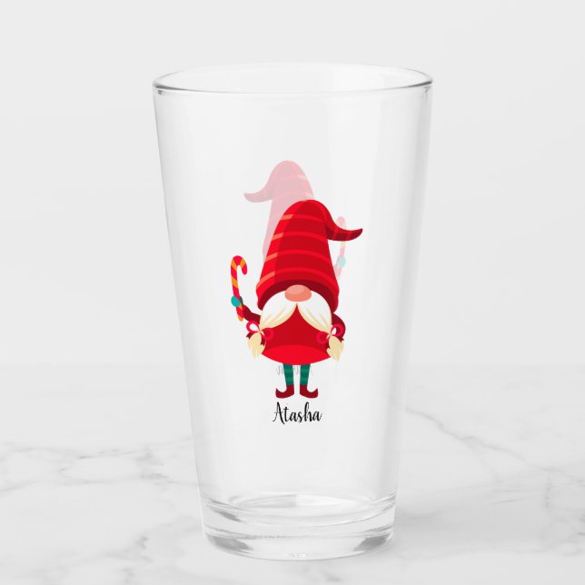 Jul Gnome Holding A Candy cane Glaskopp (Framsida)