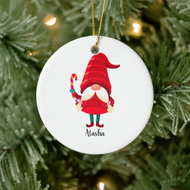 Jul Gnome Holding A Candy cane Julgransprydnad Keramik (Träd)