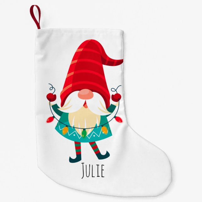 Jul Gnome Holding jul Ljus Liten Julstrumpa (Framsidan)
