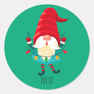Jul Gnome Holding jul Ljus Runt Klistermärke