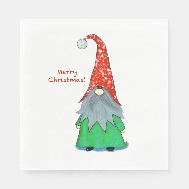 Jul Gnome Luncheon Napkin Pappersservett (Framsidan)
