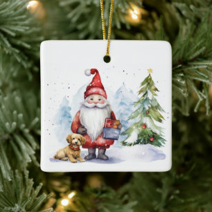Jul Gnome med gift Julgransprydnad Keramik