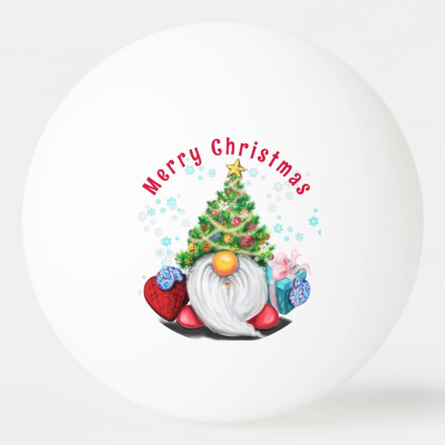 Jul Gnome med Gift Ping Pong Boll (Framsidan)