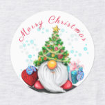 Jul Gnome med Gift Sticker<br><div class="desc">Stickar med Cute Gnome med Julgran Hat and Gift - Roligt Tecknad Teckning - Välj / lägg till din unika text / Namn / Färg - Gör din Speciella gift-etikett - Ändra storlek och flytta eller ta bort och lägg till inslag / text med anpassning verktyg ! Teckning och design...</div>