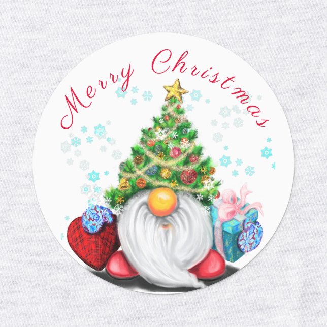 Jul Gnome med Gift Sticker (Design 3)